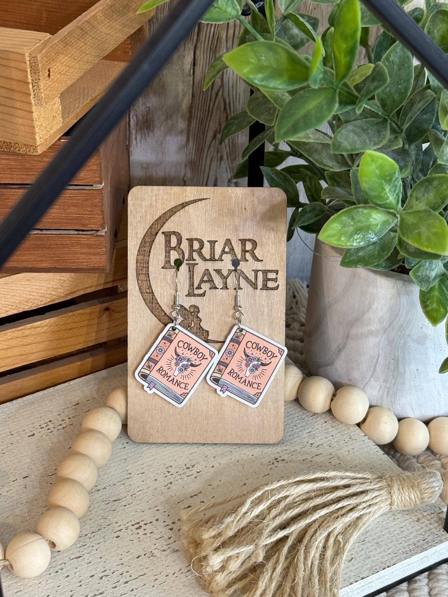 Cowboy & Romance Themed Book Earrings