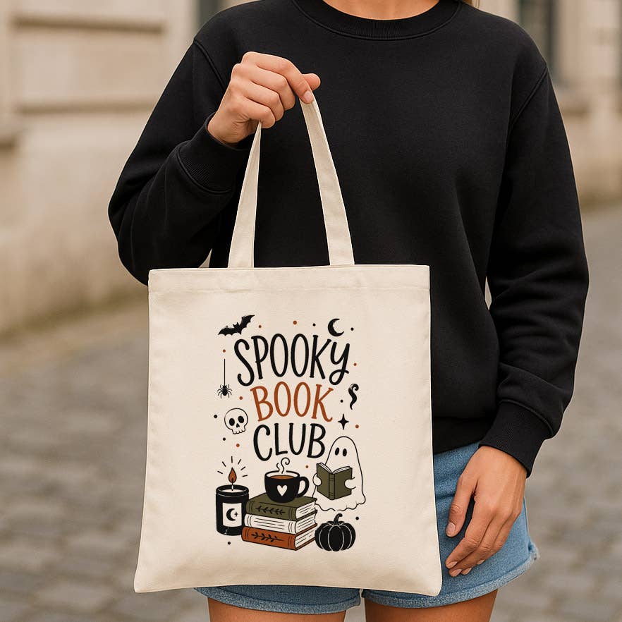 GhostSpooky Book Club Bookish Canvas Tote Bag