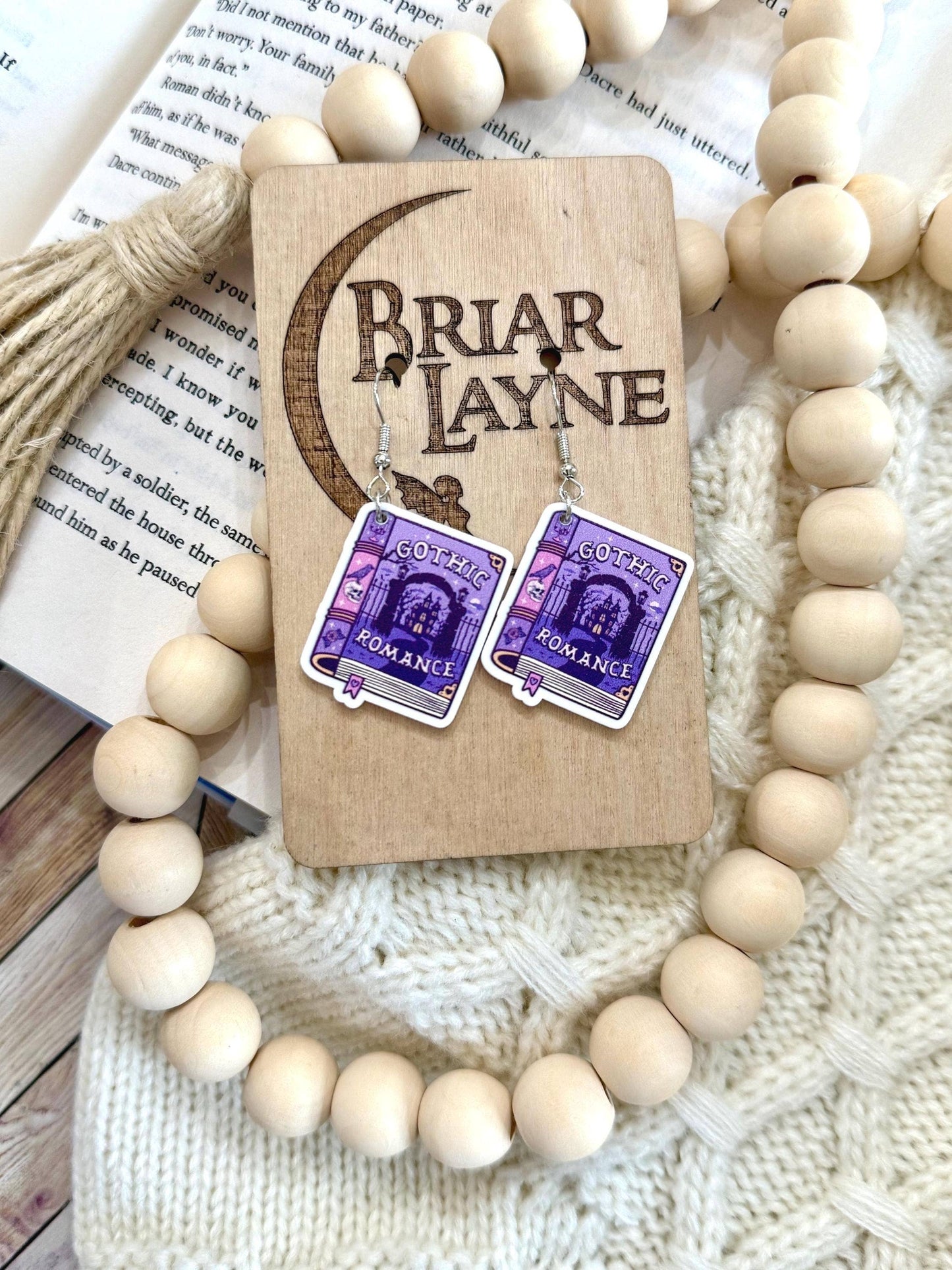Gothic Romance and Book-Themed Earrings