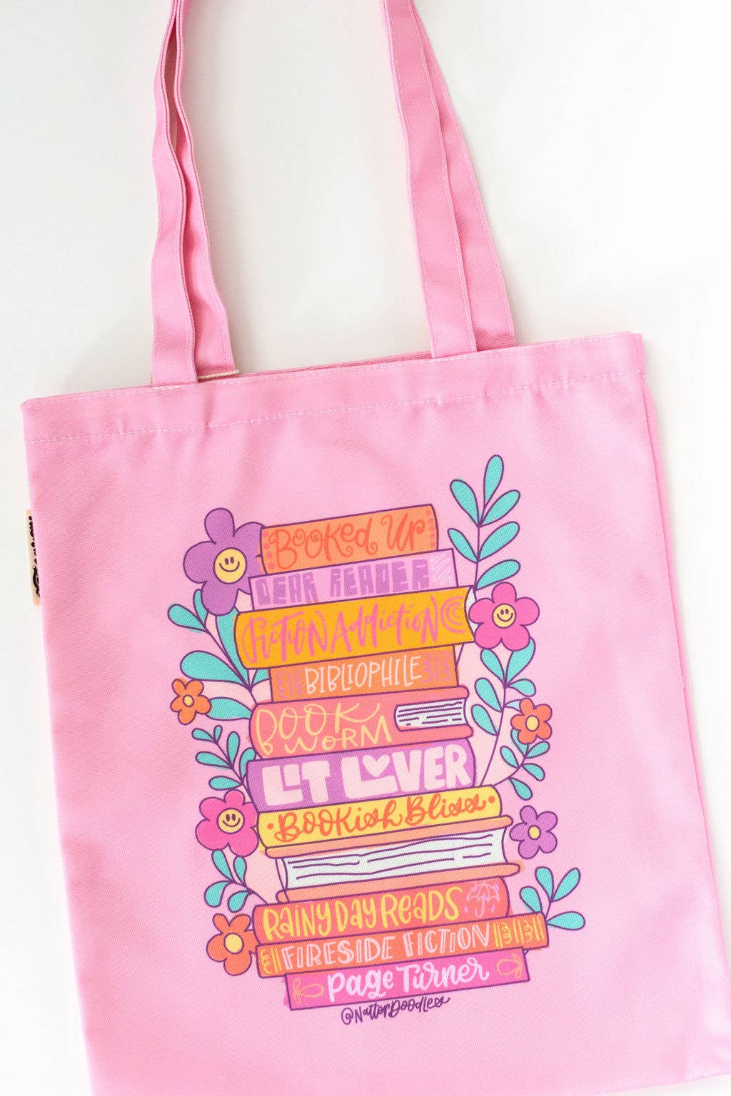 Rad Readers Bookish Literary Book Pink Bookworm Tote Bag