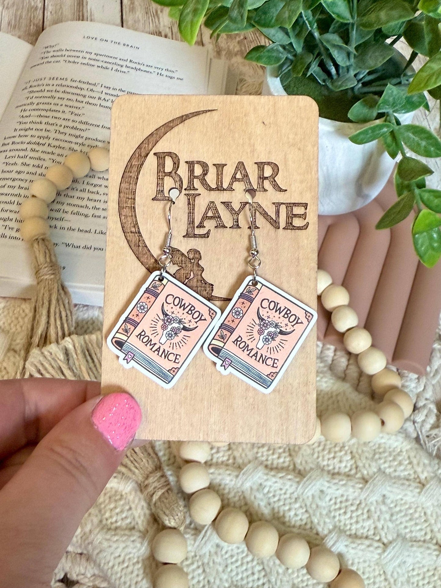 Cowboy & Romance Themed Book Earrings